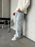 Açık Kot Fermuar Baggy Pantolon