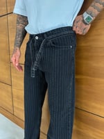 Antrasit Çizgi Baggy Pantolon