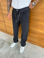 Antrasit Çizgi Baggy Pantolon