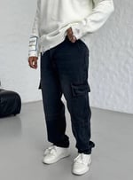 Antrasit Şerit Kargo Cep Baggy Pantolon