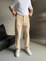 BEJ REGULAR KALIP KADİFE PANTOLON
