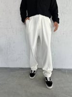 Beyaz Baggy Kumaş Pantolon