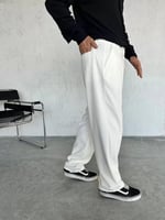 Beyaz Baggy Kumaş Pantolon