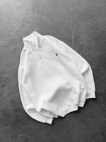 BEYAZ YARIM FERMUARLI POLO SWEAT