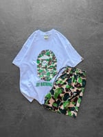 BEYAZ YEŞİL DENİZ ŞORTLU BAPE TAKIM