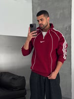 BORDO ŞERİTLİ YARIM FERMUAR NİKE SWEAT