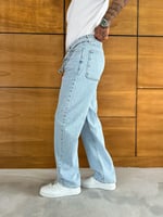 Buz Mavi Çizgi Baggy Pantolon