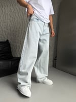 BUZ MAVİ SÜPER BAGGY KOT PANTOLON