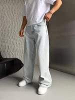 BUZ MAVİ SÜPER BAGGY KOT PANTOLON