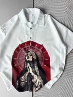 ÇİZGİ DUA BASKILI OVERSİZE GÖMLEK