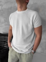 Ekru Bisiklet Yaka Triko Tshirt