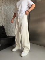 EKRU FİTİLLİ KUMAŞ BAGGY PANTOLON