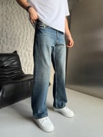ESKİTME KOT LOOSE-FİT PANTOLON
