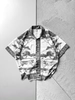 FÜME DOĞA BASKILI OVERSİZE GÖMLEK