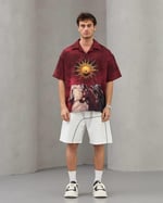 GÜNEŞ BASKILI OVERSİZE GÖMLEK