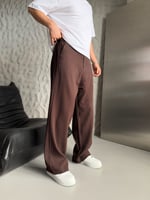 KAHVE FİTİLLİ KUMAŞ BAGGY PANTOLON