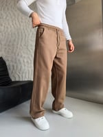 KAHVE GABARDİN KUMAŞ BAGGY PANTOLON