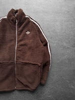 KAHVE ŞERİTLİ ADİDAS PELUŞ CEKET