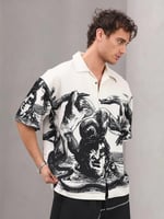 KARGA BASKILI OVERSİZE GÖMLEK