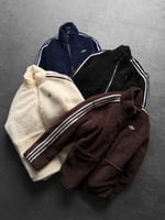 KREM ŞERİTLİ ADİDAS PELUŞ CEKET