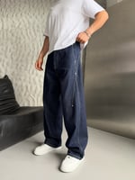 LACİVERT DİKİŞLİ SÜPER BAGGY PANTOLON