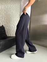 LACİVERT FİTİLLİ KUMAŞ BAGGY PANTOLON