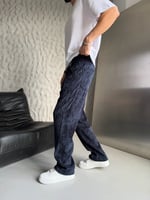 LACİVERT REGULAR KALIP KADİFE PANTOLON