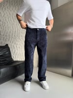 LACİVERT REGULAR KALIP KADİFE PANTOLON