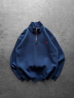 LACİVERT YARIM FERMUARLI POLO SWEAT