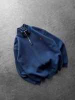 LACİVERT YARIM FERMUARLI POLO SWEAT