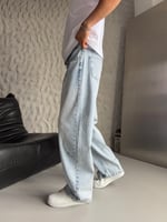 MAVİ PARÇALI BAGGY KOT PANTOLON