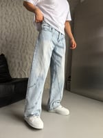 MAVİ PARÇALI BAGGY KOT PANTOLON
