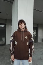 Parça Real Kapüşonlu Sweat Kahve