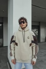 Parça Real Kapüşonlu Sweat Krem