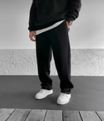 Şardonlu Siyah Baggy Basic Eşofman