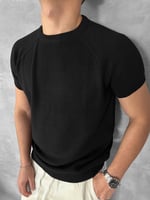 Siyah Bisiklet Yaka Triko Tshirt