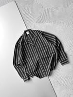 SİYAH ÇİFT ÇİZGİ MRK OVERSİZE GÖMLEK