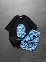 SİYAH MAVİ DENİZ ŞORTLU BAPE TAKIM