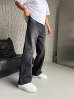 SİYAH PARÇALI BAGGY KOT PANTOLON