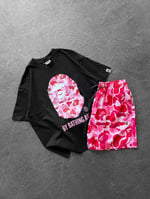 SİYAH PEMBE DENİZ ŞORTLU BAPE TAKIM