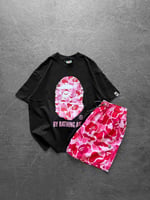 SİYAH PEMBE DENİZ ŞORTLU BAPE TAKIM