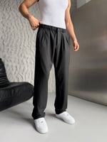 SİYAH PİLELİ BAGGY KUMAŞ PANTOLON