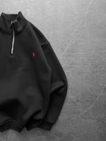 SİYAH YARIM FERMUARLI POLO SWEAT