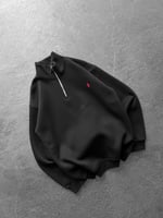 SİYAH YARIM FERMUARLI POLO SWEAT