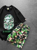 SİYAH YEŞİL DENİZ ŞORTLU BAPE TAKIM