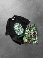 SİYAH YEŞİL DENİZ ŞORTLU BAPE TAKIM