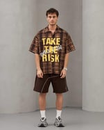 TAKE RISK BASKILI OVERSİZE GÖMLEK