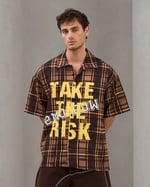 TAKE RISK BASKILI OVERSİZE GÖMLEK