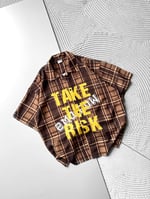 TAKE RISK BASKILI OVERSİZE GÖMLEK