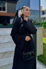 Bade Piliseli Elbise - Siyah